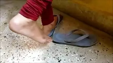 Candid indian dipping in flipflops