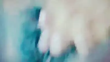 Desi girl reveals hairy XXX cunt and takes breasts out of clothes