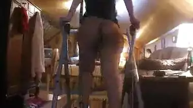 Horny South Indian girl shows off her big ass while working out