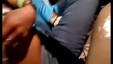 Outdoor sex of a guy sucking a girl’s boobs in a car