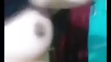 Indian beauty can't resist touching tits during a video call