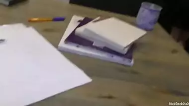 Shy classmate sucks teacher's big cock after class ! 18 y.o.