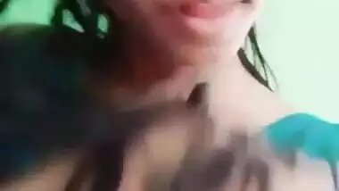 Young Indian girl showing her virgin boobs