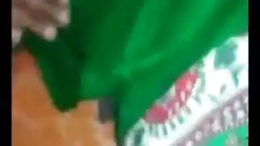 Green Salwar Desi college babe showing boobs pussy & fucking again with her boyfriend