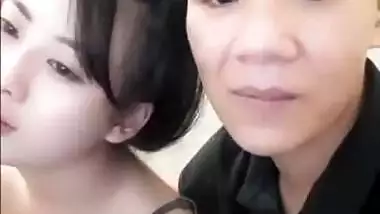Thai GF BF, boobs being groped, cleavage hot