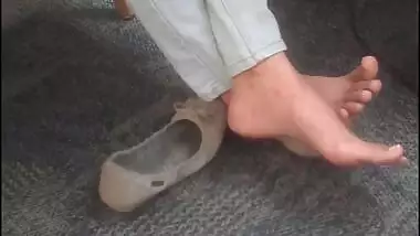 Candid Indian College Teen Feet at Library