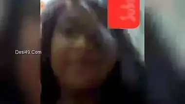 Young Indian woman shows off her XXX tits for online fan on phone camera