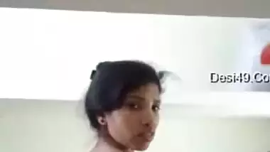 Busty amateur chick XXX caresses her big Desi tits for hot video